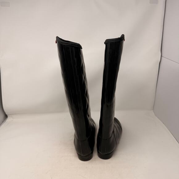 Hunter Regent Savoy Quilted Gloss Wellington Boots Black Waterproof Size 6 - Picture 7 of 12
